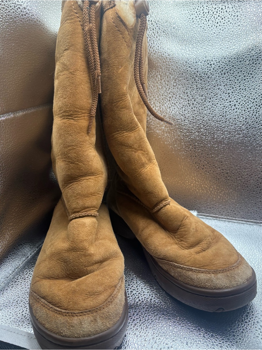 UGG Australia Ultimate Tall Winter Boots Womens Size 8 Chestnut Drawstring